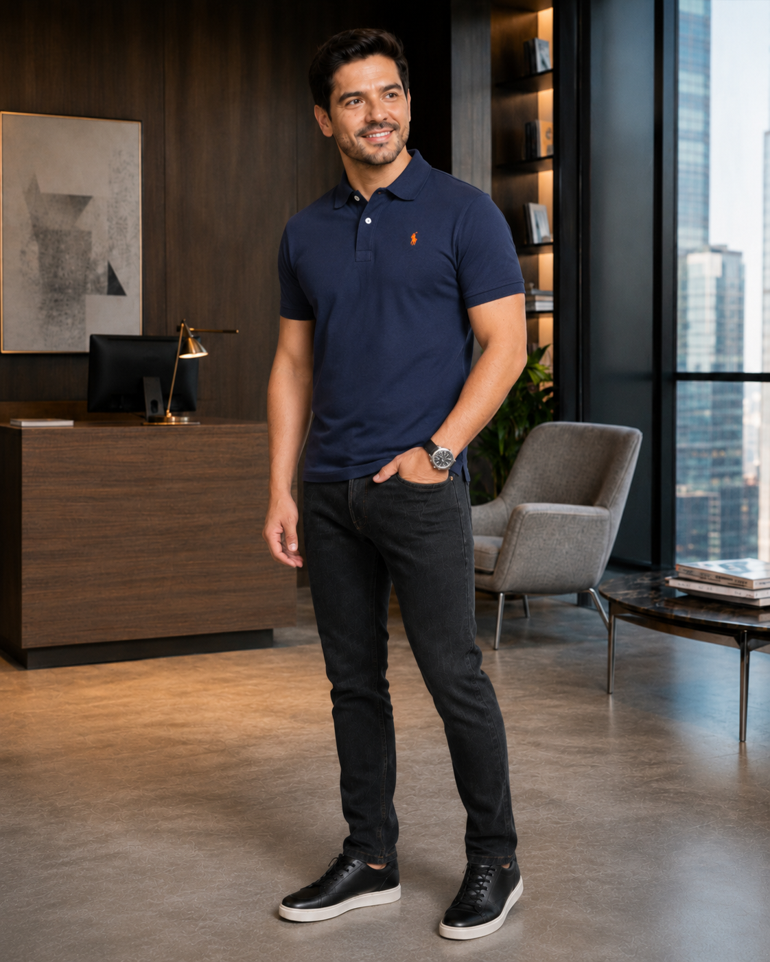 Polo Hilore color azul oscuro